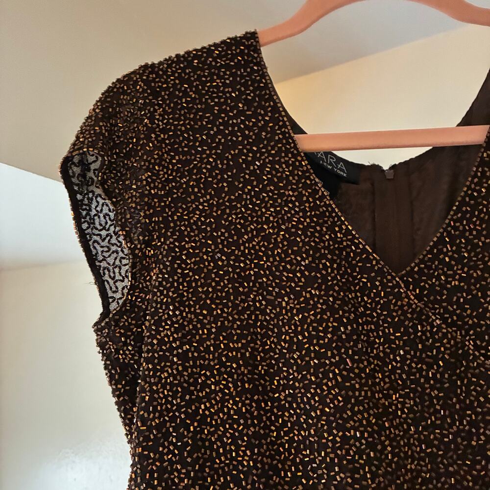 J KARA Size 8 Gown Dark Brown Beaded Bodice Formal Evening Dress Mother of Bride